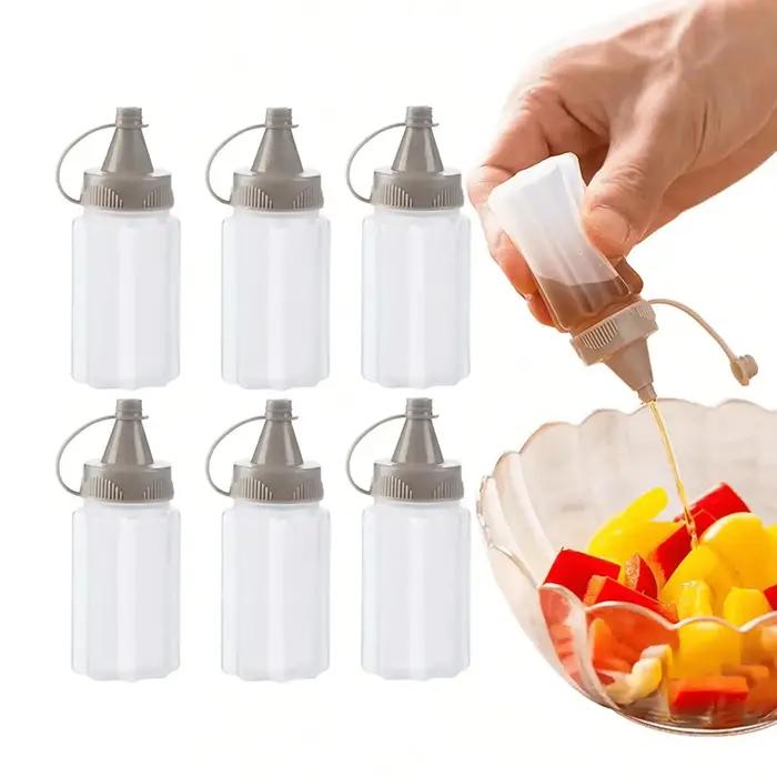 2/4/6 pièces Bouteilles à sauce portables en PP Mini pots à condiments translucides étanches pour le camping en plein