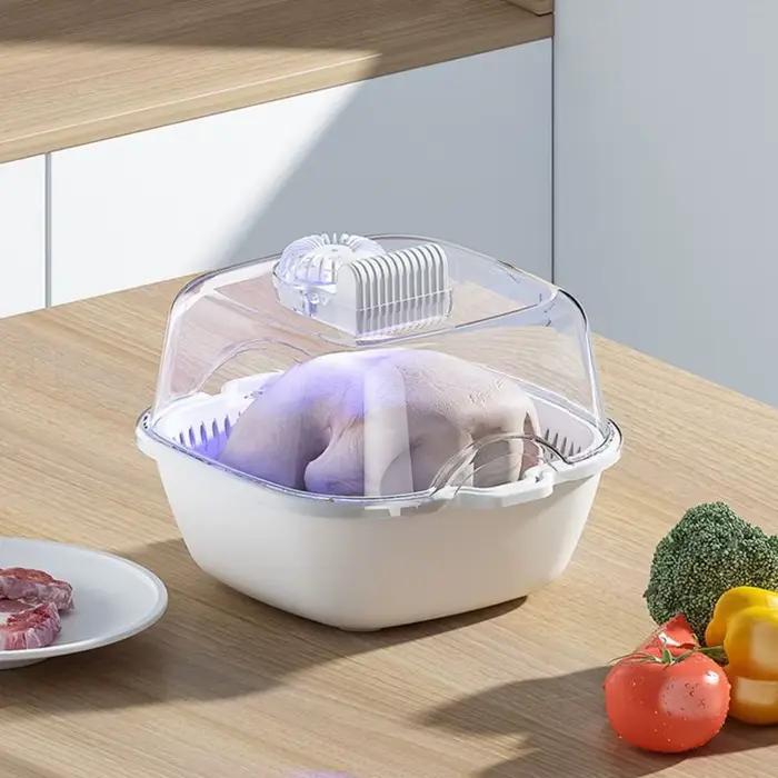 Décongélateur alimentaire ultraviolet sans fil 4-en-1, machine à décongeler la viande à faible bruit avec boîte de décongélation amovible pour fruits