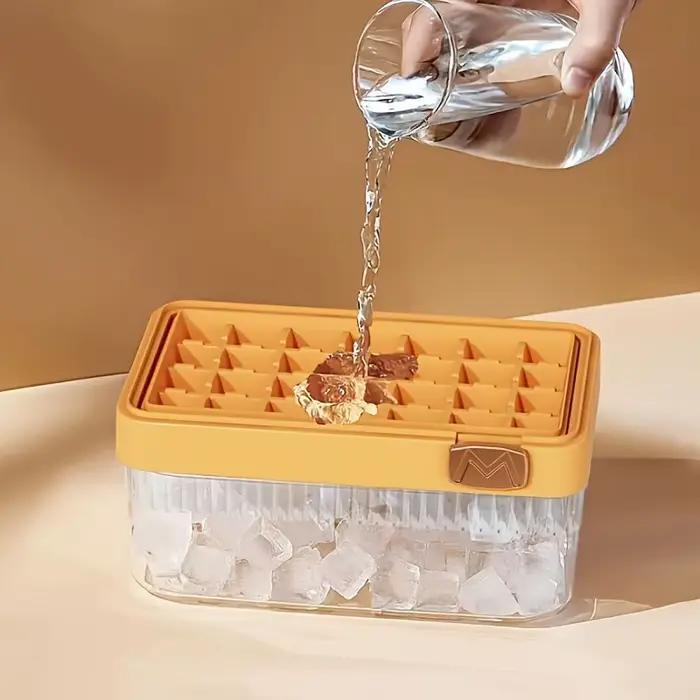 Moule à glaçons Flip & Press – Machine à glaçons en plastique de qualité alimentaire à Double couche de grande capacité avec couvercle pour une fabrication facile de glaçons à la maison