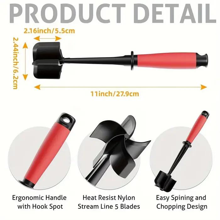 Hachoir à viande et broyeur 5 lames robustes antiadhésif lavable au lave-vaisselle poignée résistante à la chaleur pour viande et volaille outils pour hamburger marrons occasions spéciales