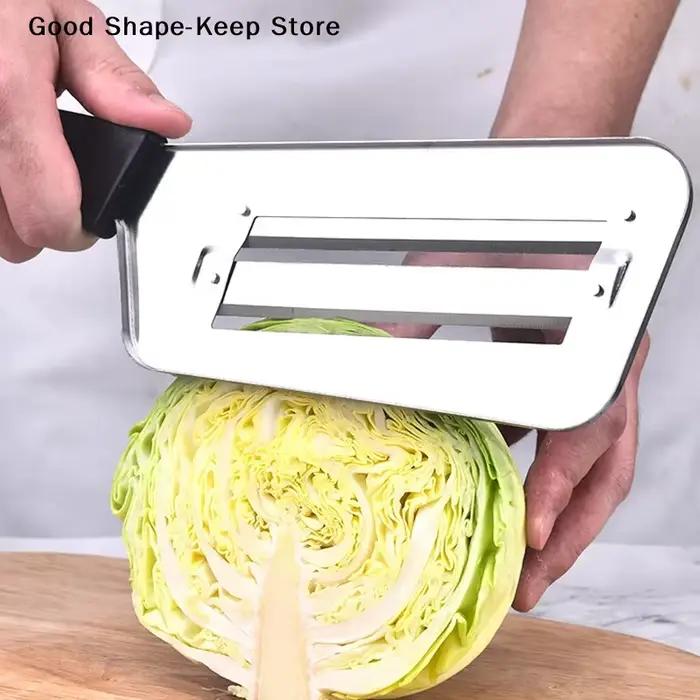 Trancheuse à choux multifonctionnelle en acier inoxydable avec poignée, machine à couper les légumes à double lame, outil de nettoyage