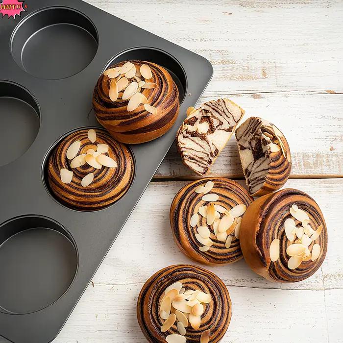 Moule à 6 cavités pour mini-hamburgers ronds, pain de mie, sandwichs, muffins et cupcakes, avec couvercle, accessoire de cuisine pour gâteaux DIY