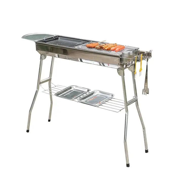 Barbecue portable d'extérieur pliable et épaissi, gril à charbon multifonctionnel pour usage domestique