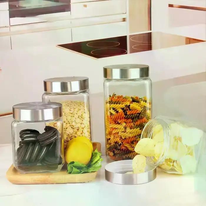 Bocaux en verre avec couvercle en acier inoxydable