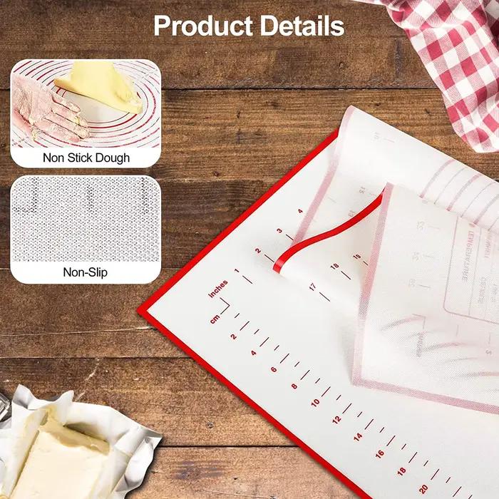 Tapis de cuisson en silicone buyyes pour pâte à pizza, gâteau et pâte - outil de pâtisserie et cuisson résistant, antiadhésif, multicolore pour cuisine et bar occasionnels