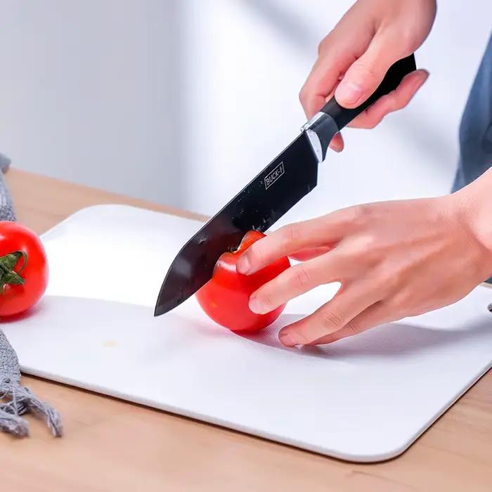 Planche à découper de cuisine multifonctionnelle, deux côtés carrés en plastique pour le ménage pique-nique