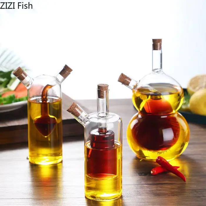 Bouteille en verre à double couche pour condiments et assaisonnement, bocaux scellés, outils de cuisine, stockage d'huile et de