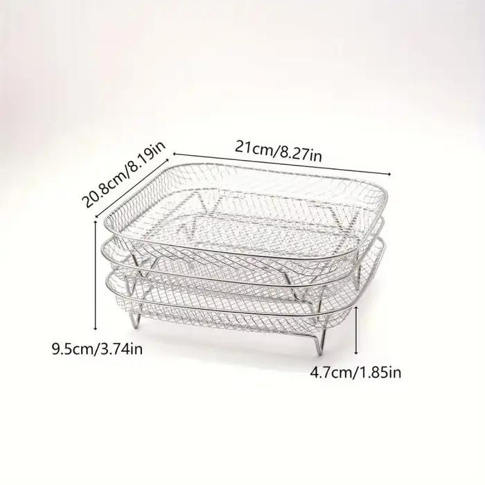 Ensemble d'accessoires pour friteuse à air en acier inoxydable 3 pièces - Grille carrée pour frites et grillades pour