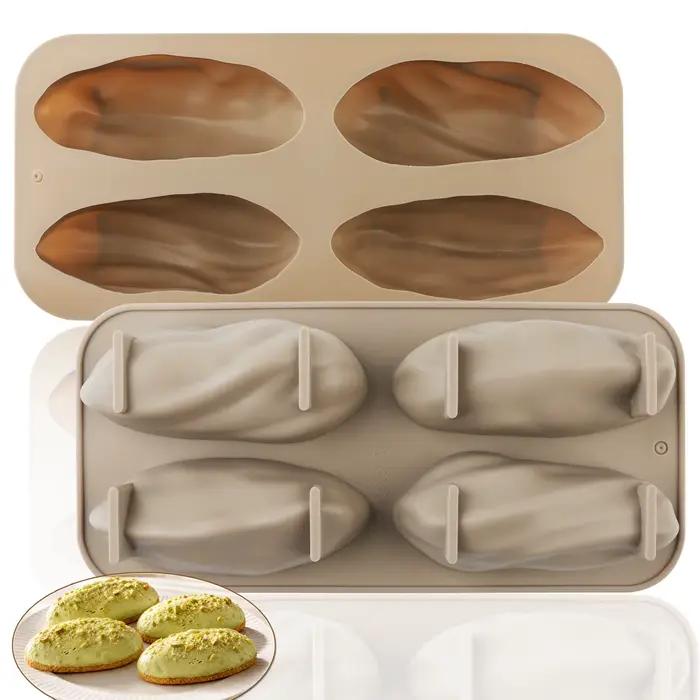 Moule à dessert en silicone 1 pièce, 4 cavités, forme pistache, antiadhésif, pour la préparation de gâteaux aux pistaches, desserts, mousses et gelées