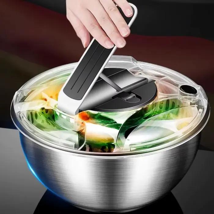 Essoreuse à salade manuelle 3,5 L, séchage rapide, déshydrateur de légumes grande capacité, lave-fruits en acier inoxydable, accessoires de cuisine