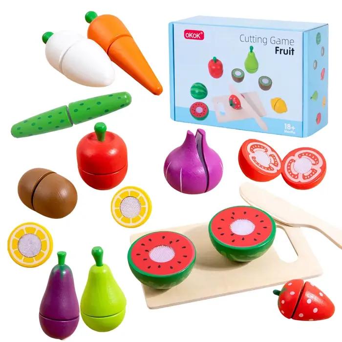 Ensemble de découpe de fruits et légumes en bois pour enfants jeu de simulation de nourriture éducatif occasionnel pour garçons filles 3 6 ans occasions spéciales anniversaire noel