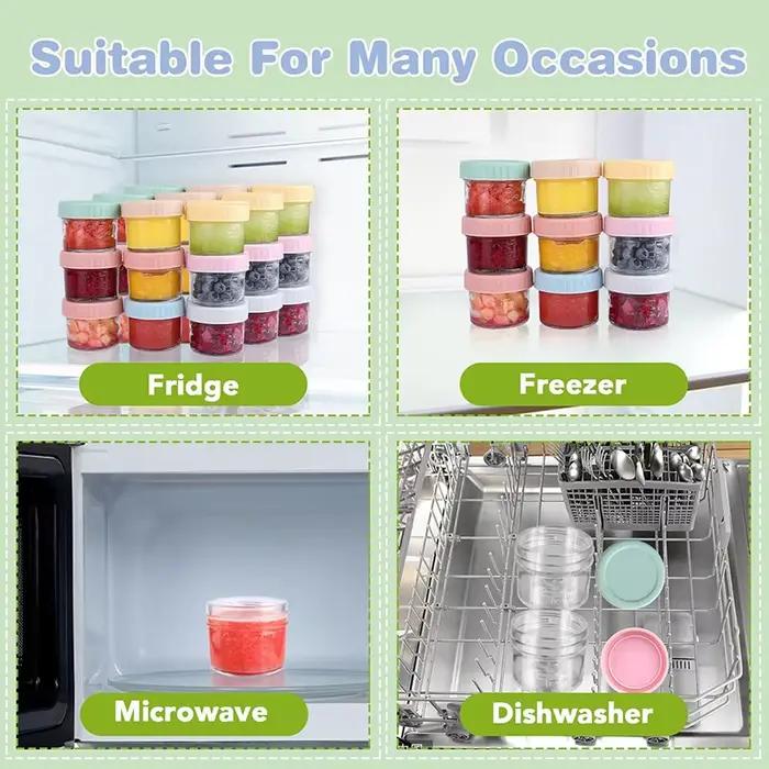 Lot de 6 pots en verre de 120 ml de qualité alimentaire pour bébés