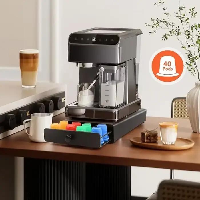 Boîte de rangement de capsules de café, conception de tiroir de grande capacité, boîte de rangement de capsules anti-poussière de 40 dosettes pour café, bureau, maison, Restaurants