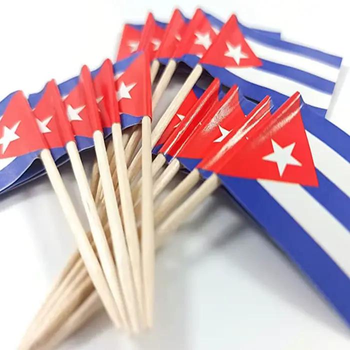 Ornement de Cocktail, décorations de desserts, fournitures de réception de mariage, drapeaux cubains, cure-dents, drapeau, décoration de gâteau, décoration de Cupcake