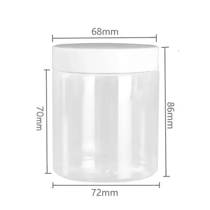 Pot en plastique transparent de 250ml avec couvercle blanc, pots de stockage de grains de bonbons, bouteille d'échantillon de crème cosmétique pour le visage, conteneurs alimentaires de cuisine, 12 pi