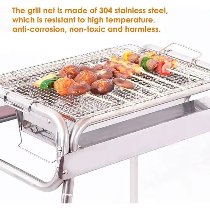 Grill à charbon de bois pliable et Portable, outil de Barbecue en acier inoxydable adapté à la cuisine en plein air, Camping, pique-nique, plage