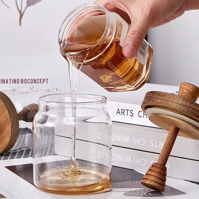 Pot à miel avec couvercle en bois