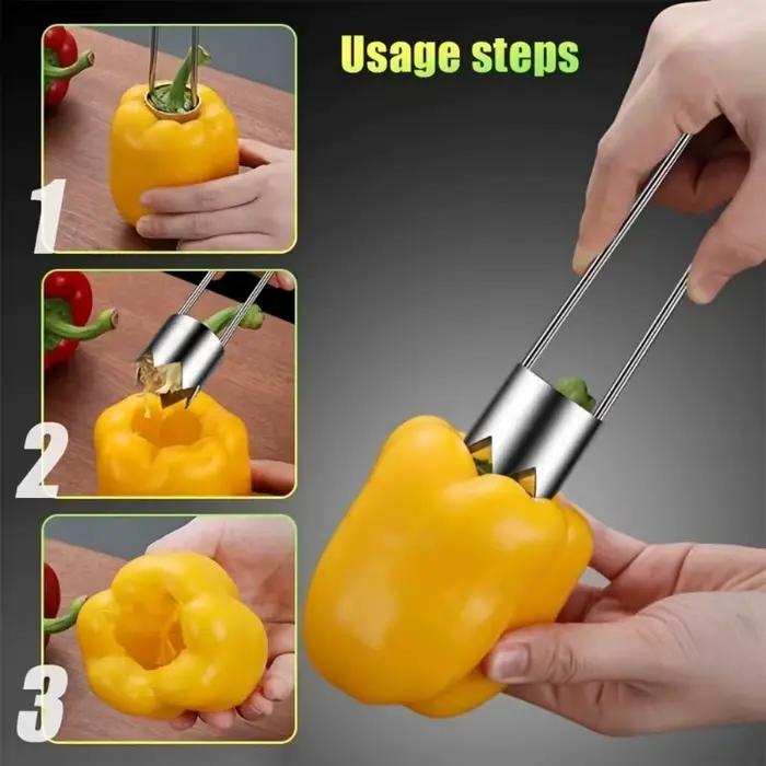 2 outils de dénoyautage en acier inoxydable, adaptés aux pommes, aux poivrons, aux tomates et à l'élimination des noyaux de fruits. Durable et Pratique