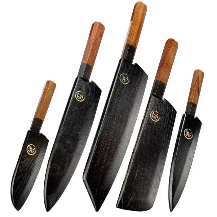 Étui en bois massif pour couteau de chef, protection de lame de cuisine, multi-tailles, portable, étui pour couteau japonais, utilisation domestique et extérieure