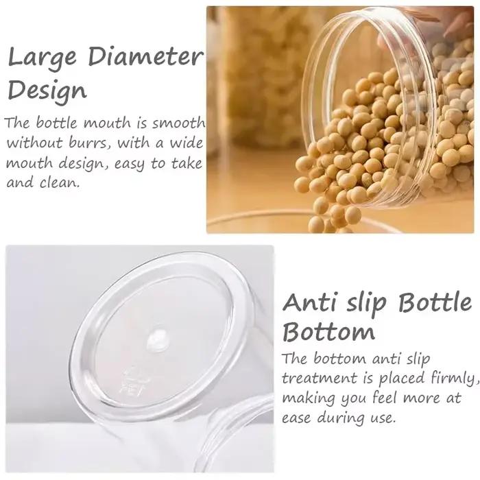 Pot en plastique transparent de 250ml avec couvercle blanc, pots de stockage de grains de bonbons, bouteille d'échantillon de crème cosmétique pour le visage, conteneurs alimentaires de cuisine, 12 pi