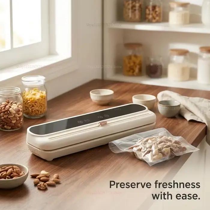Machine de mise sous vide pour aliments avec coupe-sac intégré