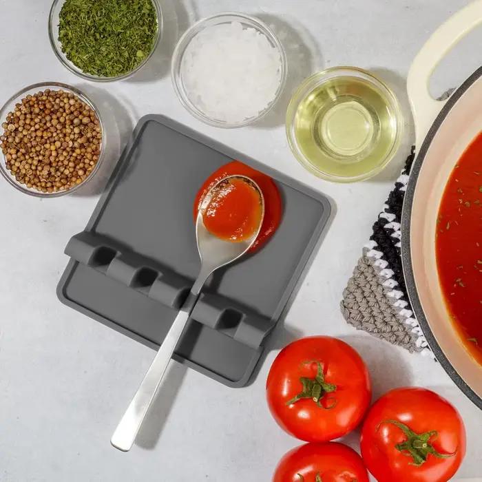 Kitchen Silicone Utensil Rest with Drip Pad for Multiple Utensils - BPA-Free