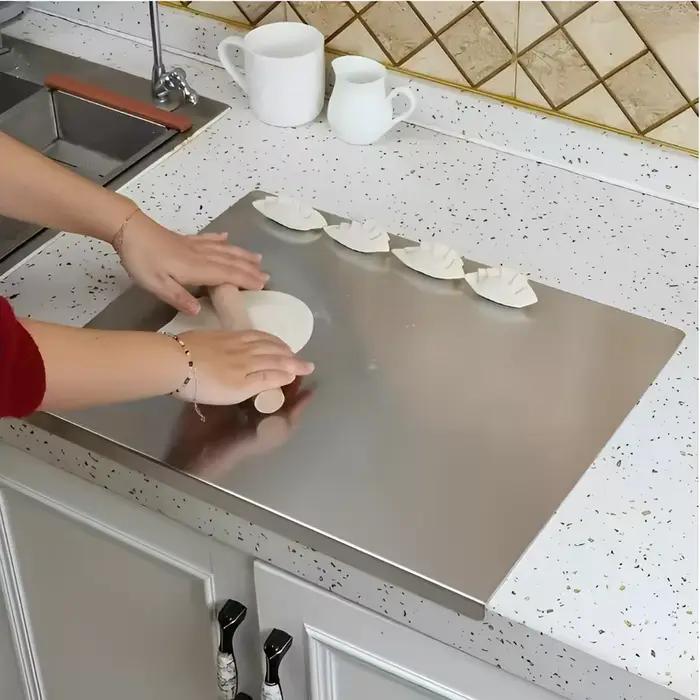 Planche à découper en forme de L en acier inoxydable