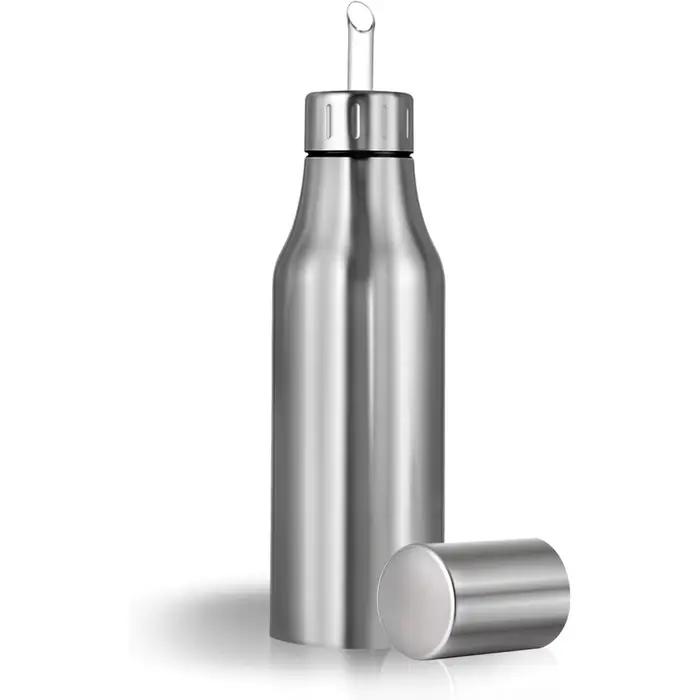 Bouteille distributrice d'huile en acier inoxydable, carafe d'huile d'olive anti-fuite pour une cuisine, une huile d'olive et des liquides de cuisine