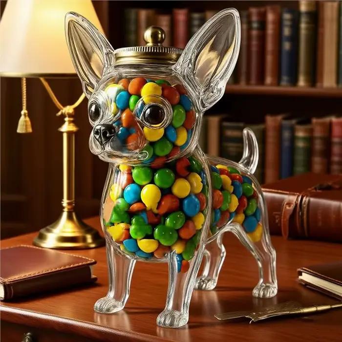 Pot en verre hermétique pour friandises pour chien Chihuahua