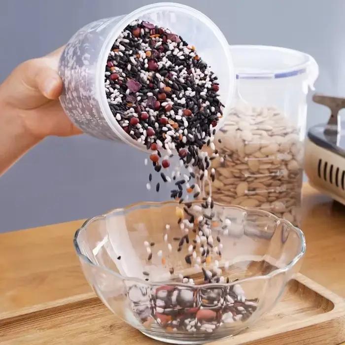 Pots scellés avec échelle, bac à grains, réfrigérateur de cuisine, récipient scellé, pot transparent, boîtes de stockage de sucre et d'épices, 1/4 pièces