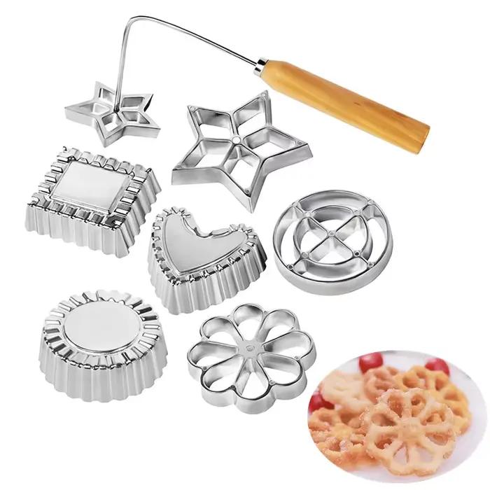 Fabricant de fer Bunuelos moule en aluminium avec poignée gaufre Timbale moules entonnoir gâteau anneau fabricant Cookie cuisson moule cuisine pâtisserie outils