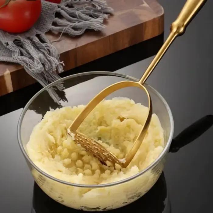 Broyeur de pommes de terre manuel en acier inoxydable, avec presseur à grille fine pour purée d'ail et de citrouille, outil de cuisine multifonctionnel