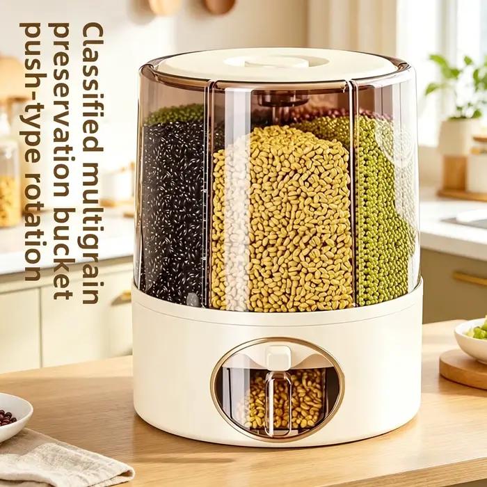 Seau à riz rotatif, boîte de rangement pour céréales domestiques