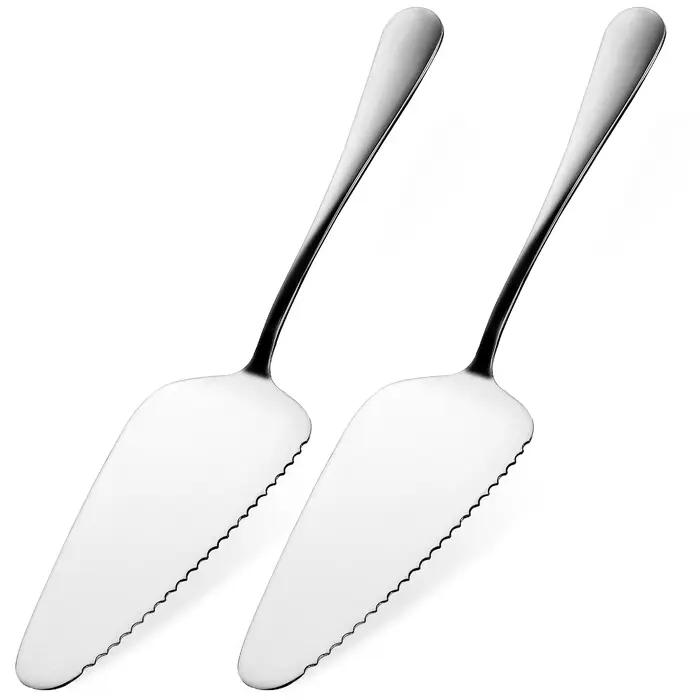 Pelle à gâteaux avec bord dentelé, facile à nettoyer, Surface lisse, serveur à gâteaux pour vaisselle de mariage, fourniture pour fête de mariage, 2 pièces