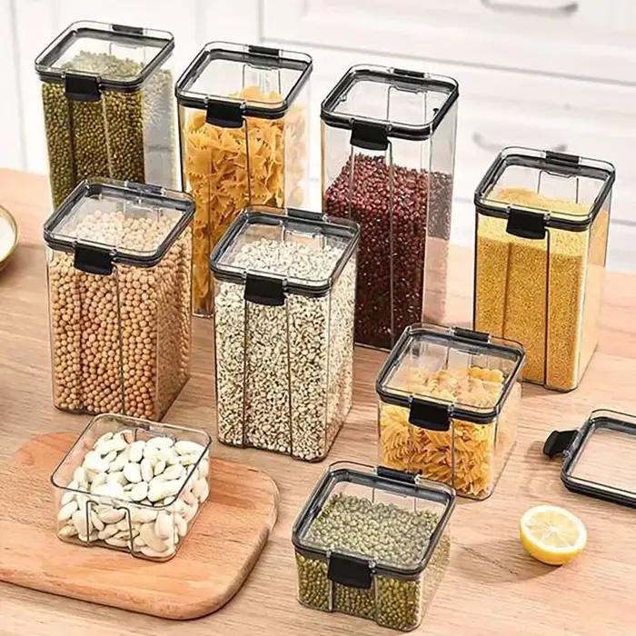 Boîtes scellées transparentes, boîtes alimentaires en plastique, boîtes carrées scellées pour conserver la fraîcheur, fruits secs, épices, boîtes de stockage du thé, 2 pièces