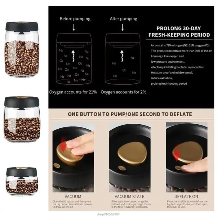 Bocaux de stockage des aliments sous vide en verre pour grains de café épices noix thé et autres denrées pour cuisine moderne et organisation efficace