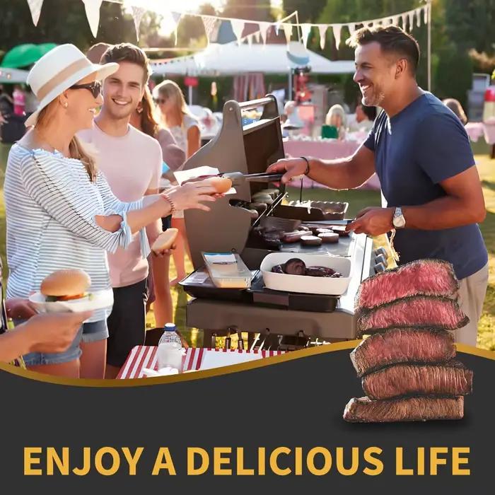 Ensemble de supports à nervures pliables en acier inoxydable pour barbecue 2 pièces avec brosse à huile pour grillades en plein air occasions spéciales et fêtes