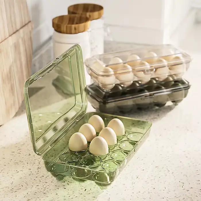 Boîte de rangement d'œufs transparente en plastique avec 10/15 grilles pour réfrigérateur, outil de cuisine, conserve fraîcheur et organise efficacement les aliments