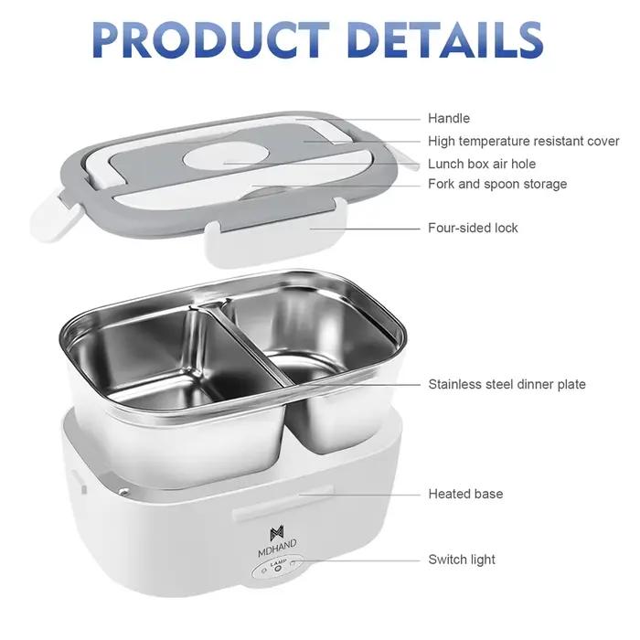 Boîte à lunch électrique portable avec doublure en acier inoxydable 304