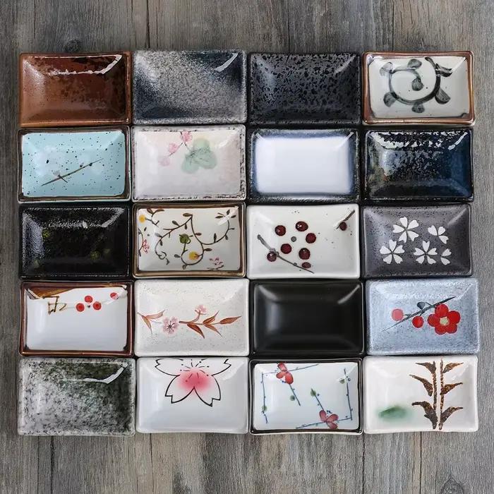 Assiette rectangulaire de cuisine japonaise, soucoupe S/05, sauce soja, vinaigre, moutarde, marmite, sauce soja, restaurant japonais