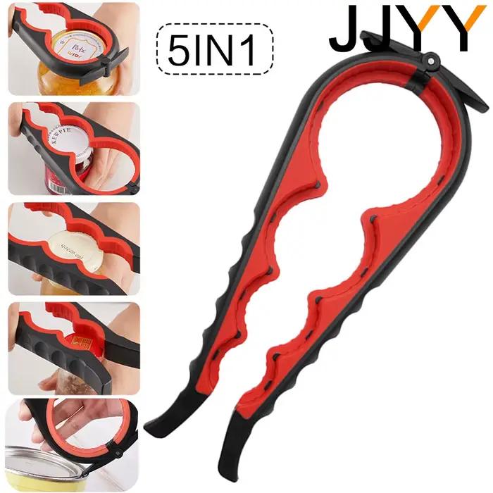 JJYY Ouvre-bocal 5 en 1 Ouvre-bouteille à prise facile Couvercle tournant Ouverture rapide Cuisson Utilisation