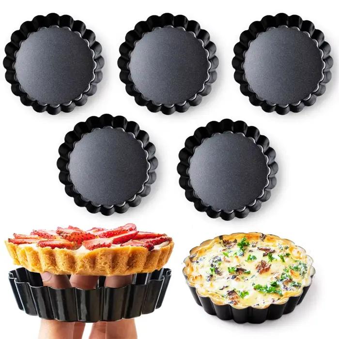 Mini moules à tarte aux œufs, 8/10/12cm, avec fond amovible, antiadhésifs, petites boîtes à cupcakes cannelées, tartes, poêle à Quiche pour tartes