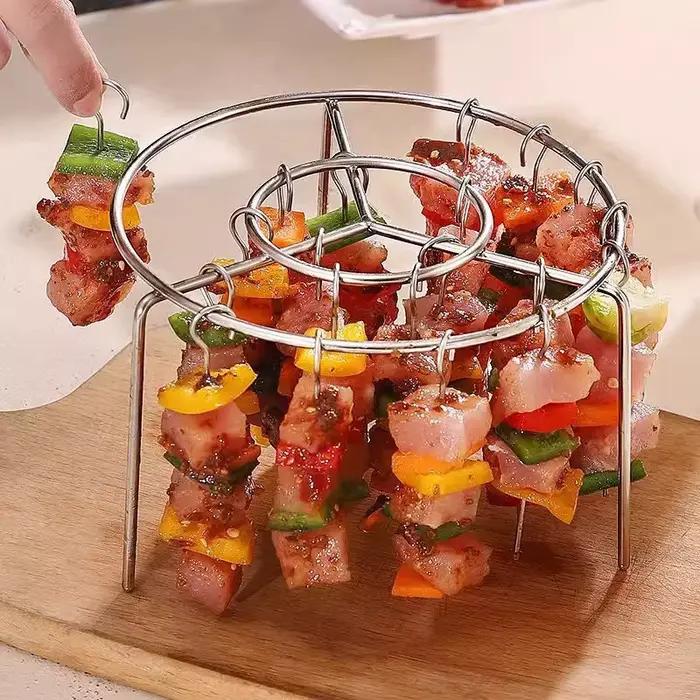 S/M/L brochettes friteuse à Air gril en acier inoxydable brochette verticale four suspendu support à Kebab