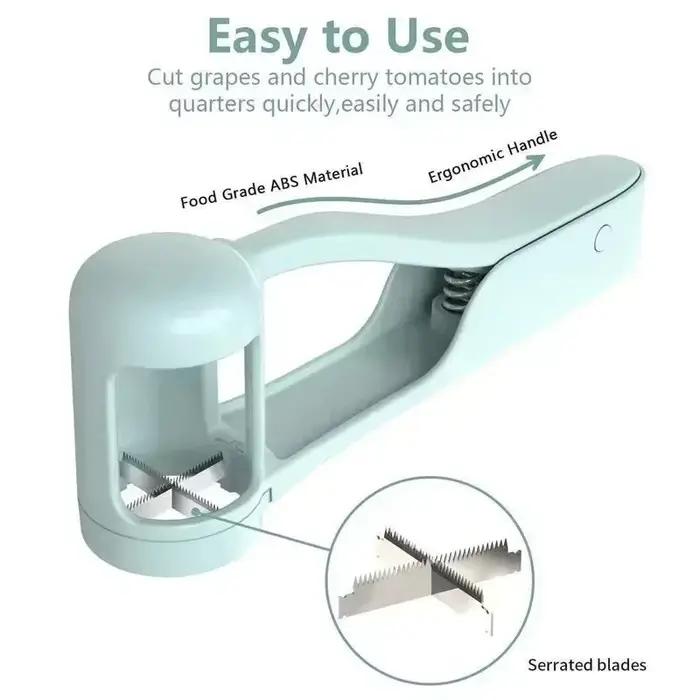Trancheuse à raisin en acier inoxydable ergonomique pour salades de fruits et préparation de repas pour tout-petits occaions familiales et pique-niques