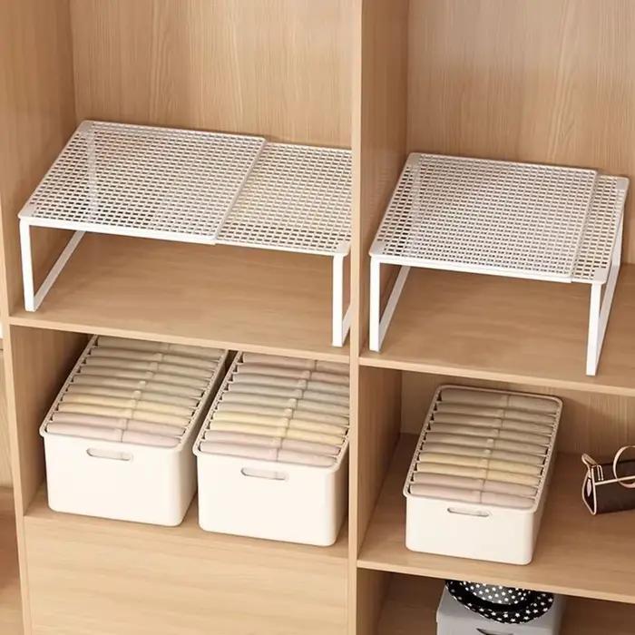 Étagère de placard télescopique extensible et réglable en couches pour une organisation optimale de la garde-robe en acier respectueux de l'environnement disponible en six couleurs différentes