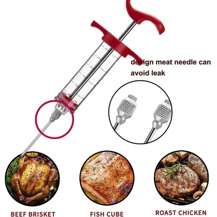 Seringue d'injecteur de viande, kit d'injecteur de dinde Portable pour barbecue fumé, facile à utiliser et à nettoyer, fournitures de cuisine