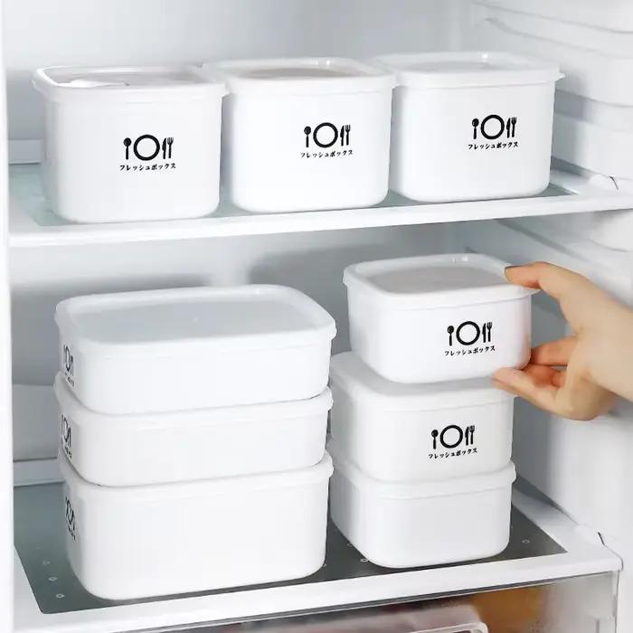 Boîte à légumes en plastique carrée scellée avec couvercle pour réfrigérateur capacité 1-2L style simple blanc orange rouge noir pour stockage et préservation des aliments occasions spéciales