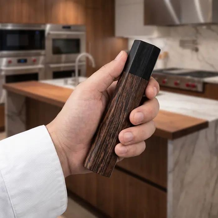 Manche de couteau octogonal en bois fait main, 135 mm, en bois composite Ébène Wengé, pour la fabrication de couteaux de sushi, Santoku, Gyuto et autres projets DIY