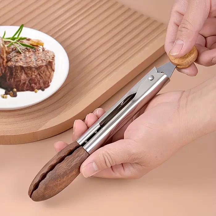 Pince de cuisine, pince en bois de noyer