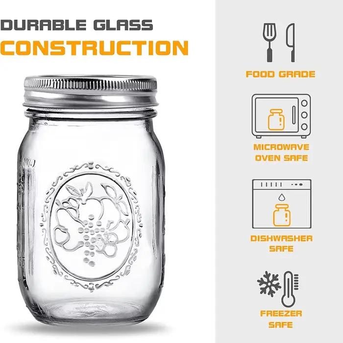 Bocaux Mason à bouche régulière de 16 oz